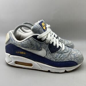 Nike Air Max 90 Liberty Paisley Print Shoes Women Size 8.5 Blue Running Sneakers